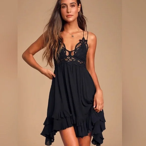 Free People Adela Black Slip Dress, NWT Size: Small - Picture 2 of 3